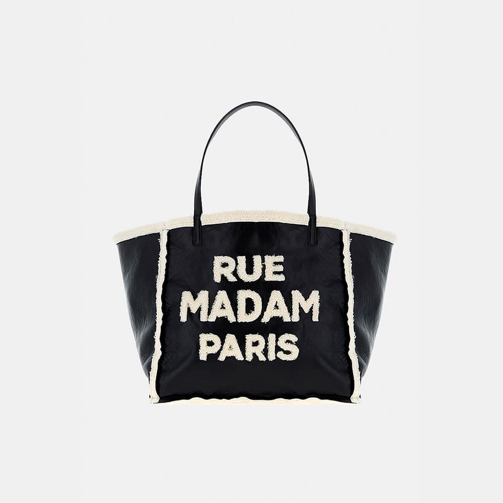 Bolso Negro Rue Madam Paris Shopper Detalle Borrego Vermont