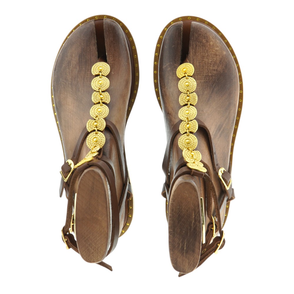 Sandalias Romanas Mujer Myconian | Estilo único con detalles dorados - Gallery Carrilé foto 2