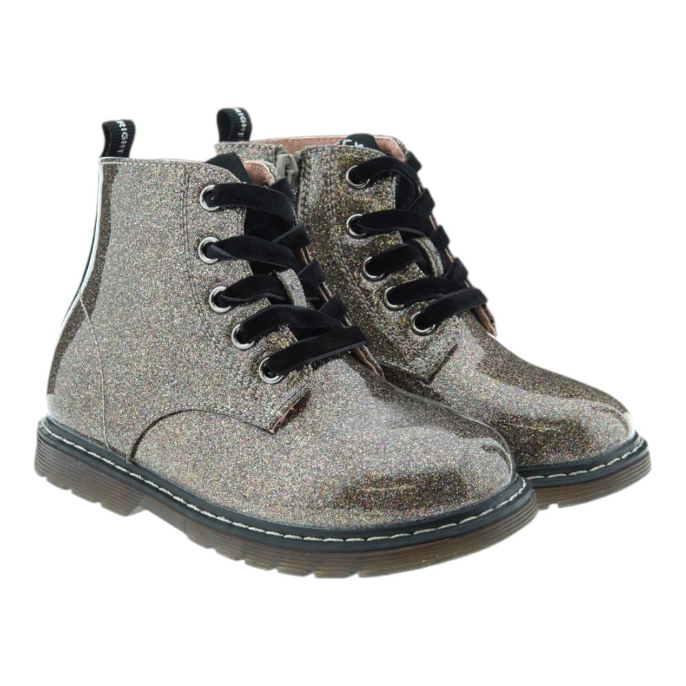 Botas Niña Tipo Militar Garvalín Glitter Plata 241341