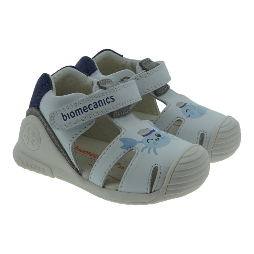 Sandalias Biomecanics Blanco-Azul Bebé Primeros Pasos 242123