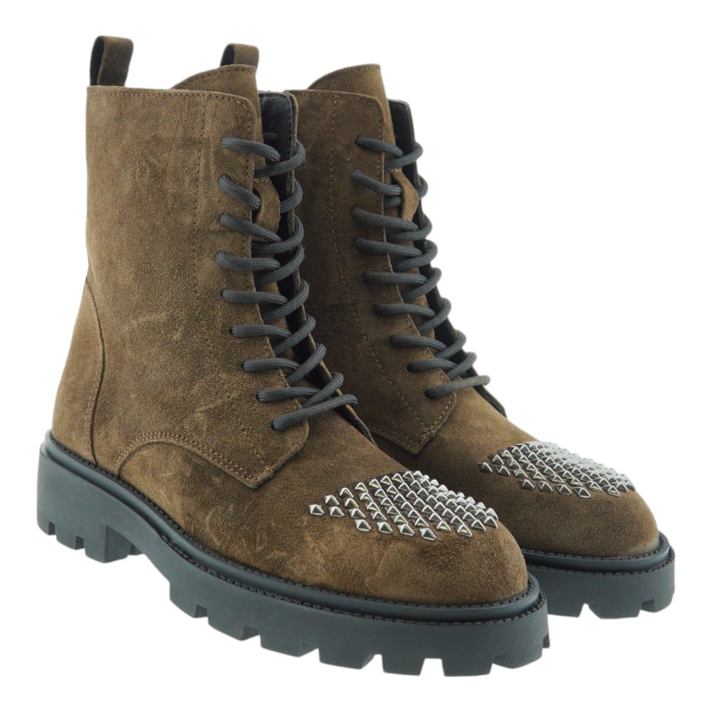 Botas Estilo MIlitares Mujer Alpe  Marrón Tachas 530711