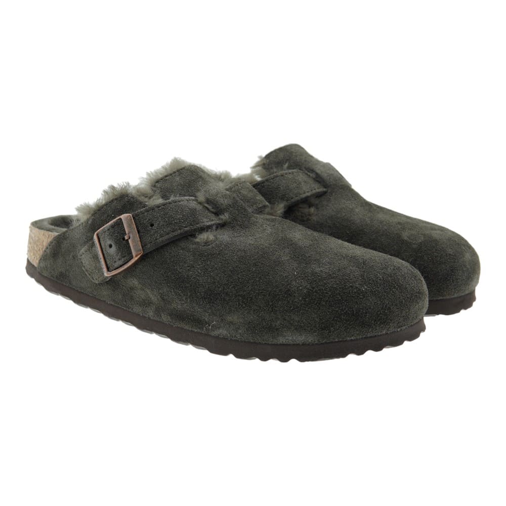 Zuecos Ante Pelo Birkenstock Boston Shearling Marrón