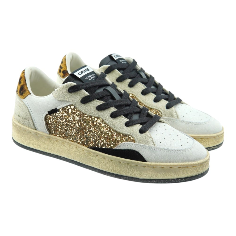 Bambas Crime London Glitter Dorado y Leopardo Chelsea