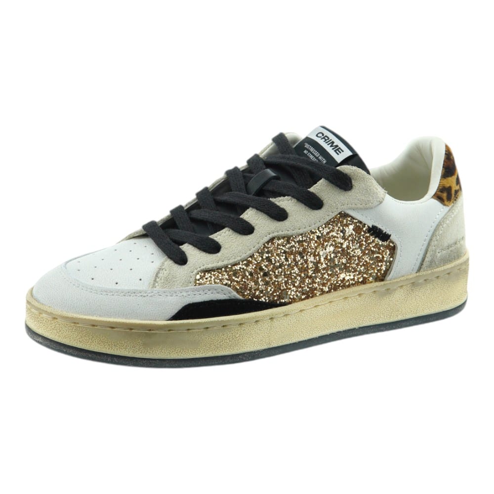 Zapatillas Crime London Glitter Dorado con Detalles de Leopardo Mujer | Carrile foto 3