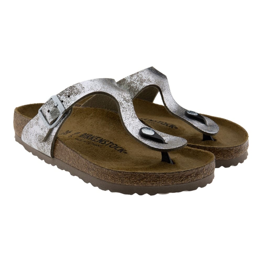 Sandalias Birkenstock Plateadas Mujer Gizeh Syn