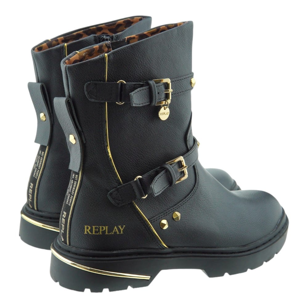 Botas Replay con Hebillas para Niña y Joven | Estilo Rockero y Elegante en Negro foto 4