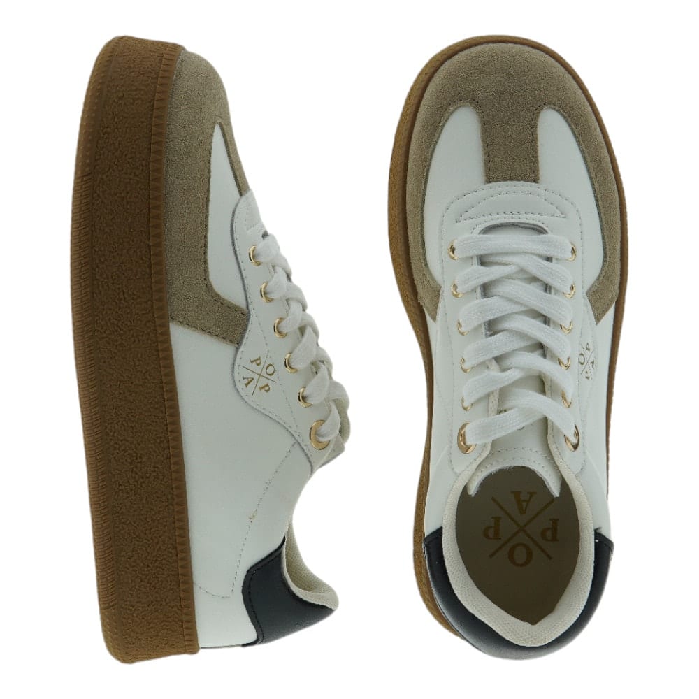 Zapatillas Popa con Plataforma en Color Blanca y Beige - Exclusivas y Modernas foto 2