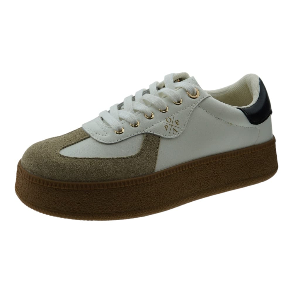 Zapatillas Popa con Plataforma en Color Blanca y Beige - Exclusivas y Modernas foto 3