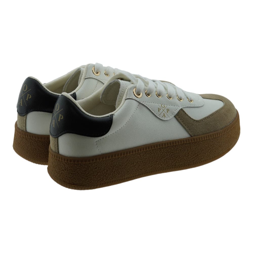 Zapatillas Popa con Plataforma en Color Blanca y Beige - Exclusivas y Modernas foto 4