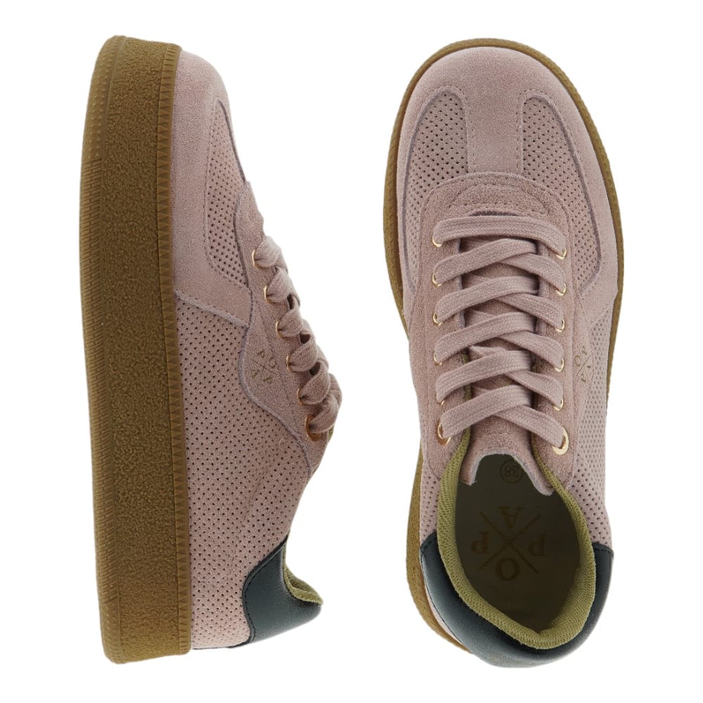 Zapatillas Popa plataforma suede taupe y rosa | Estilo y confort foto 2