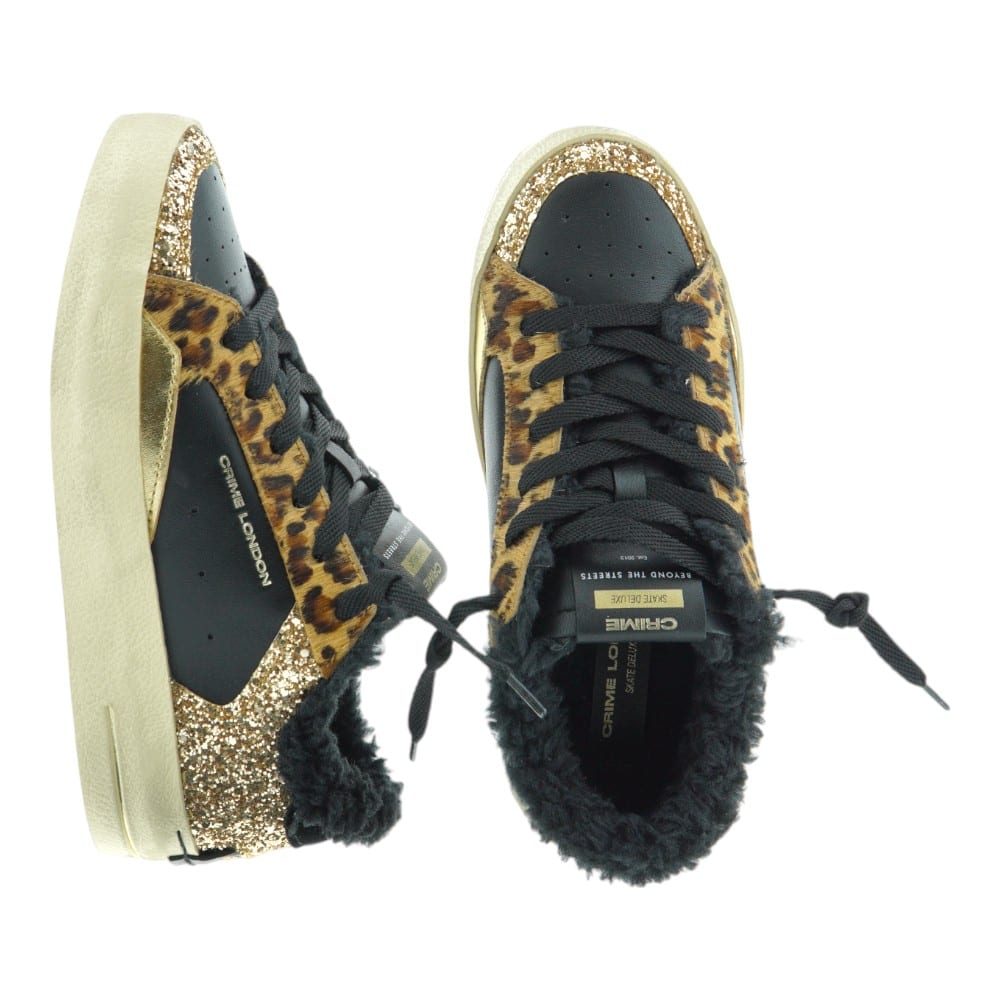 Zapatillas Crime London Mujer Glitter y Leopardo con Forro de Peluche | Carrile foto 2