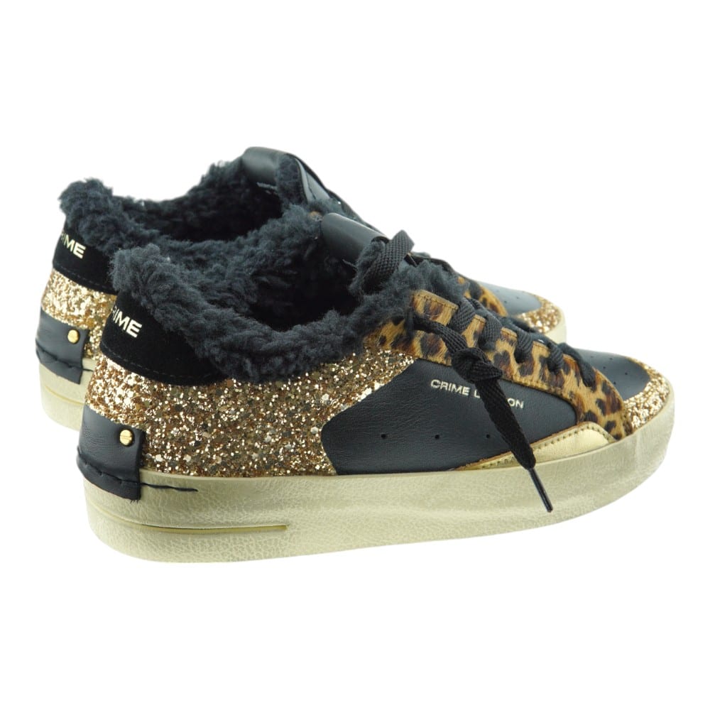 Zapatillas Crime London Mujer Glitter y Leopardo con Forro de Peluche | Carrile foto 4