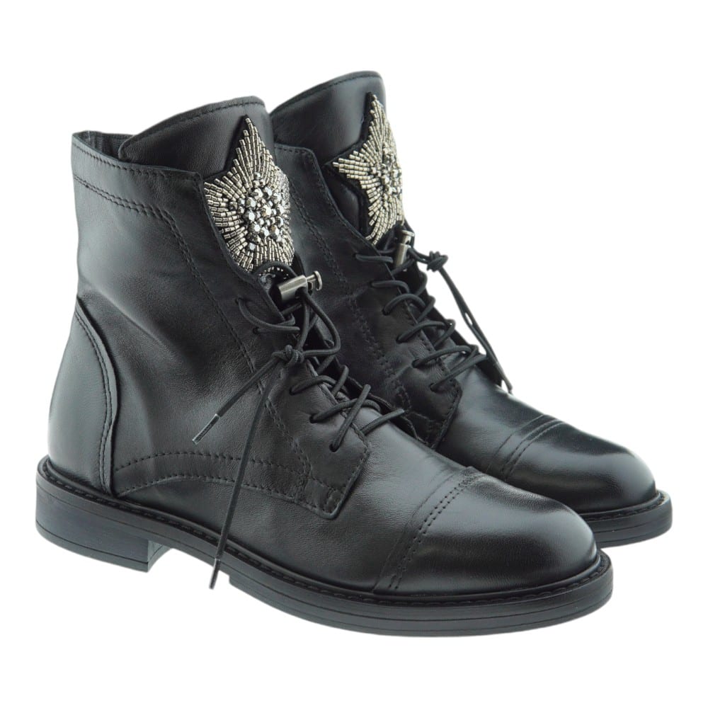 Botines Negros Piel Mjus Estrella T81209