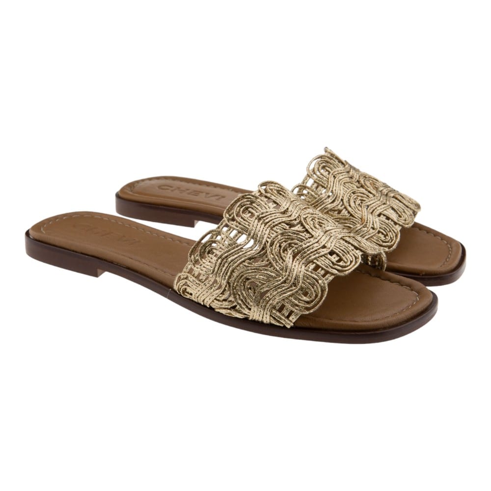 Sandalias Planas Doradas Carrile Woman Trenza 1208